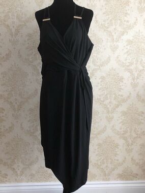 City Chic Black Asymmetrical Draped Wrap Dress